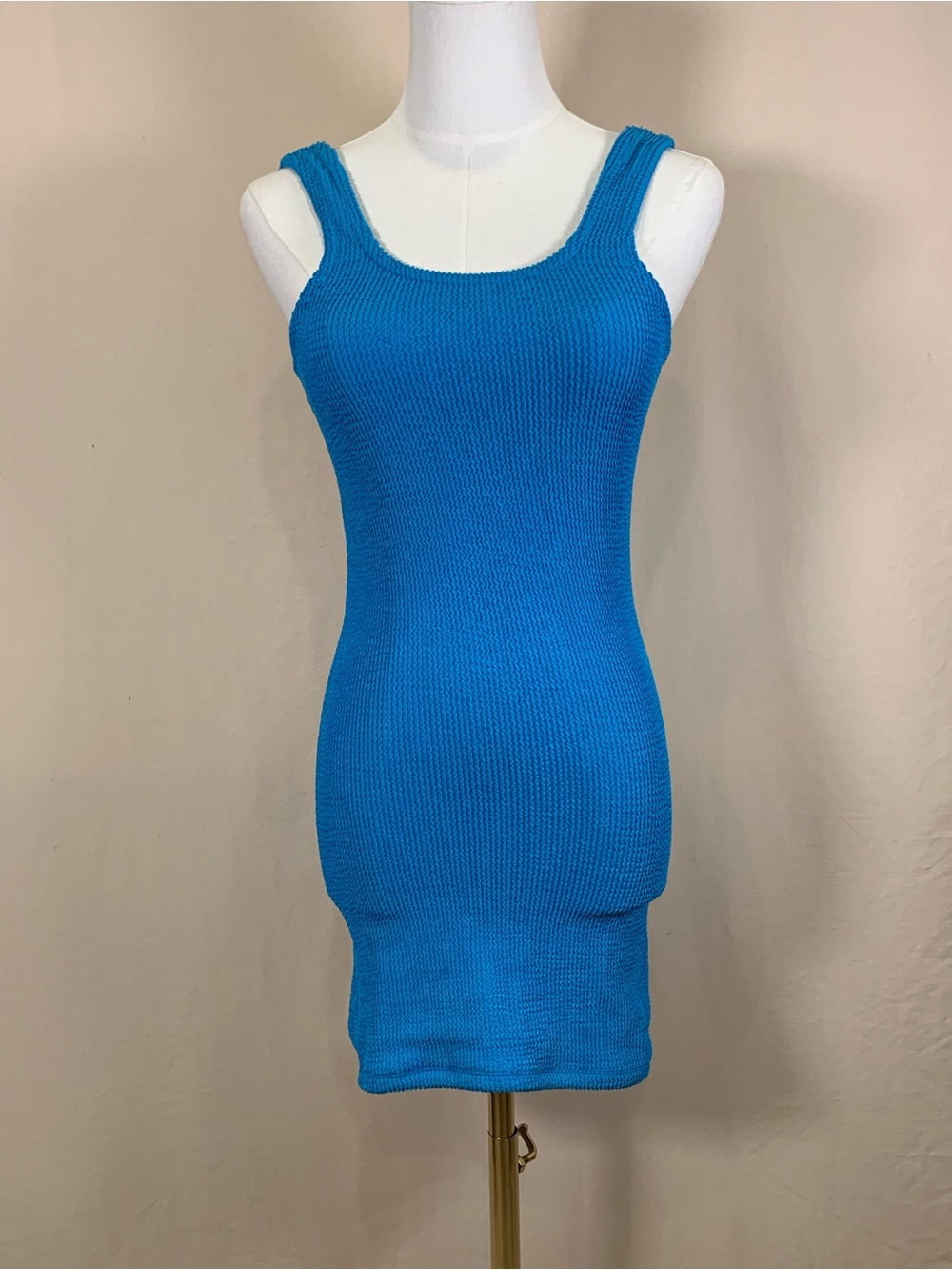 Araminta James Blue Crinkle Bodycon Tank Mini Dress XS